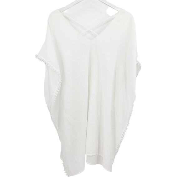 2/$30 FORTUNE Swimwear Cover Up Size S / M Tami Crossback White Eyelet Lace - Picture 6 of 7